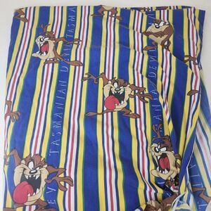 Vintage Twin Fitted Sheets Taz Tasmanian Devil Blue Yellow Striped Warner Bros